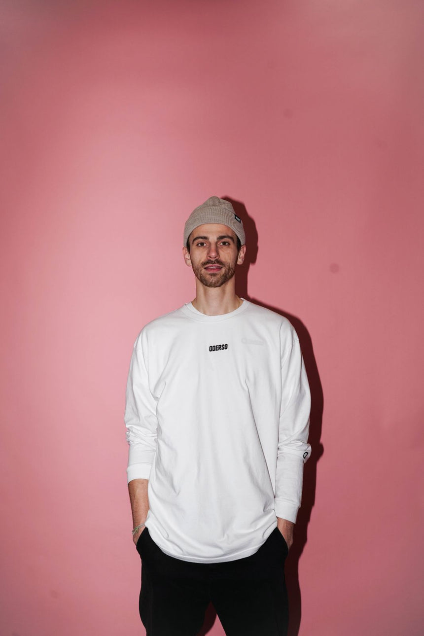 Longsleeve Shirt White Logo Black